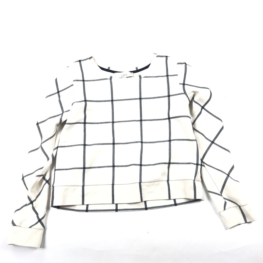 Ann Taylor Loft Windowpane Plaid Sweater Crop 29